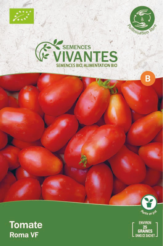 Semences Vivantes -- Tomate roma vf bio demeter - Sachet de 25 graines