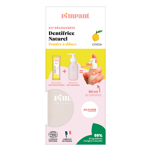 Pimpant -- Kit découverte dentifrice citron (1 bouteille + 1 recharge)