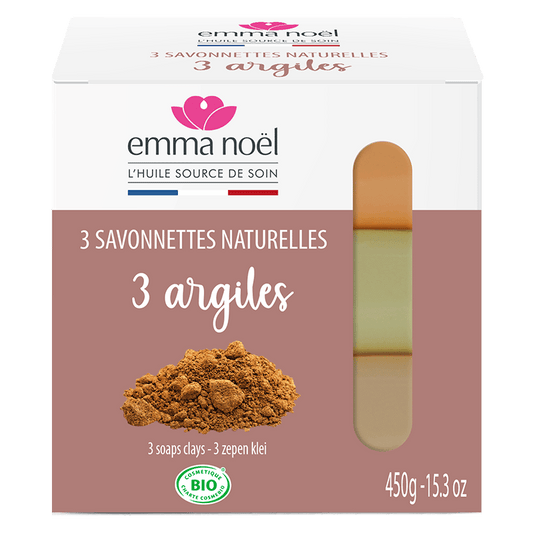 Emma Noël -- Savonnettes 3 argiles bio - 3 x 150 g