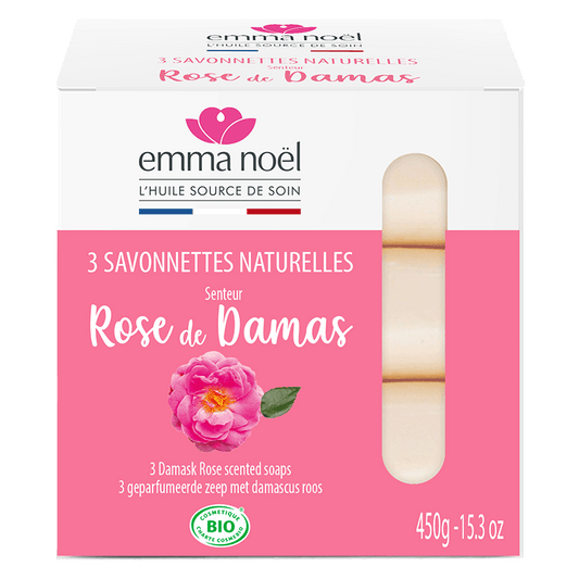 Emma Noël -- Savonnettes rose de damas bio - 3 x 150 g