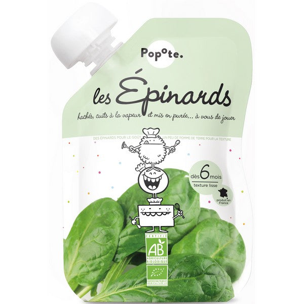 Popote -- Gourde compote epinards bio - 120 g