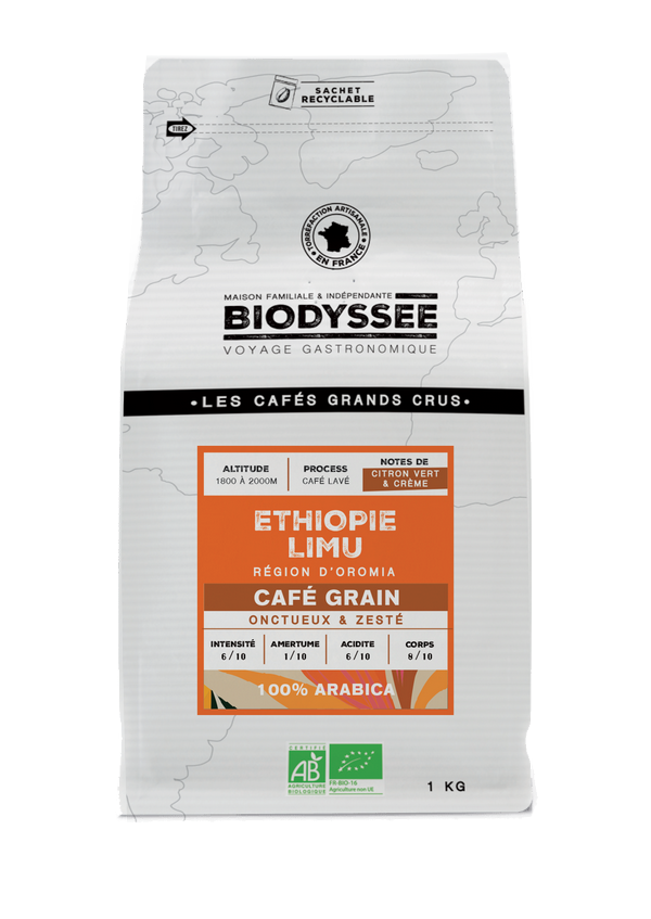 Biodyssée -- Café grain grand cru ethiopie limu (origine Ethiopie) - 1 kg