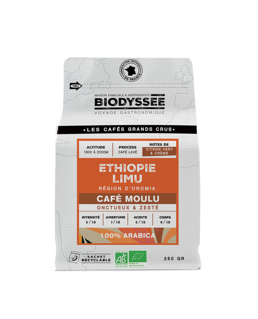 Biodyssée -- Café moulu grand cru ethiopie limu (origine Ethiopie) - 250 g