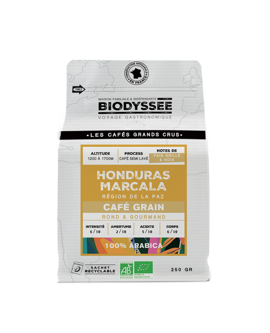Biodyssée -- Café grain grand cru honduras marcala (origine Honduras) - 250 g