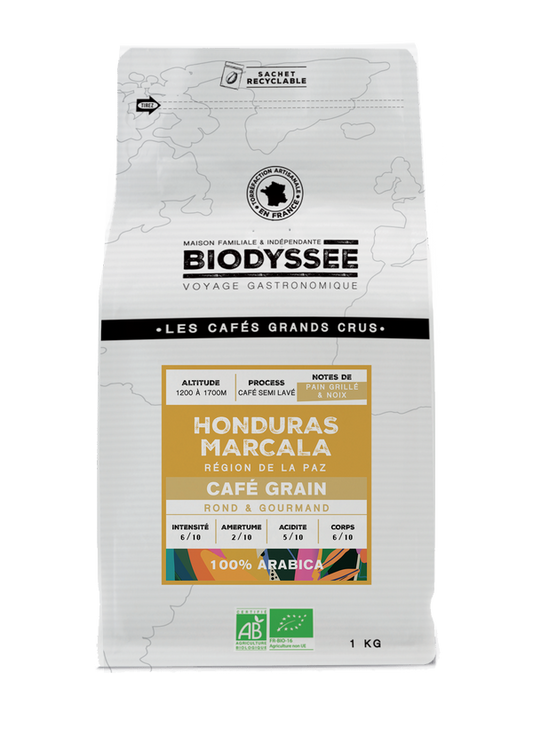 Biodyssée -- Café grain grand cru honduras marcala (origine Honduras) - 1 kg