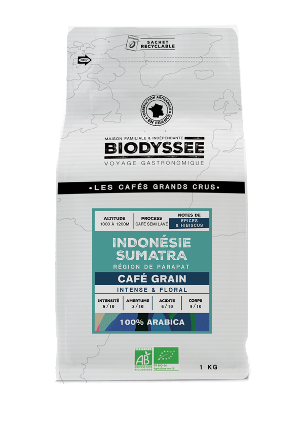 Biodyssée -- Café grain grand cru indonésie sumatra (origine Indonésie) - 1 kg