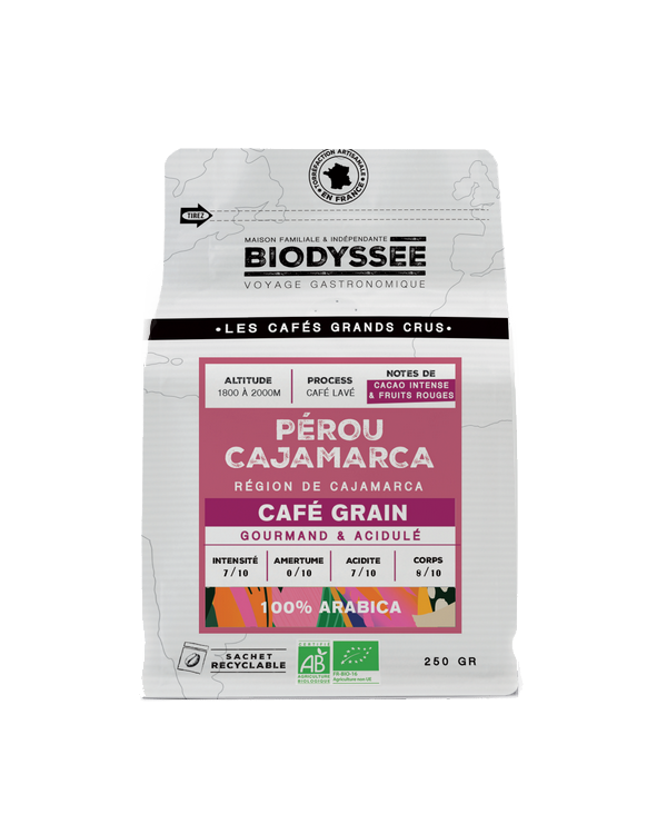 Biodyssée -- Café grain grand cru pérou cajamarca (origine Pérou) - 250 g