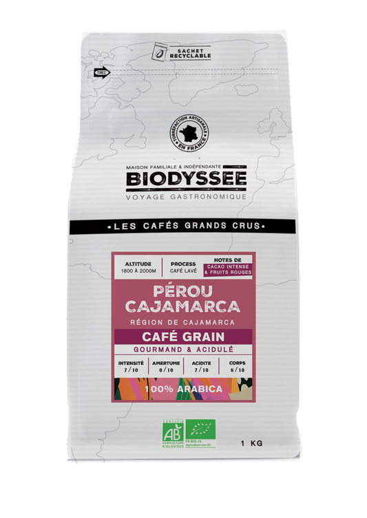Biodyssée -- Café grain grand cru pérou cajamarca (origine Pérou) - 1 kg