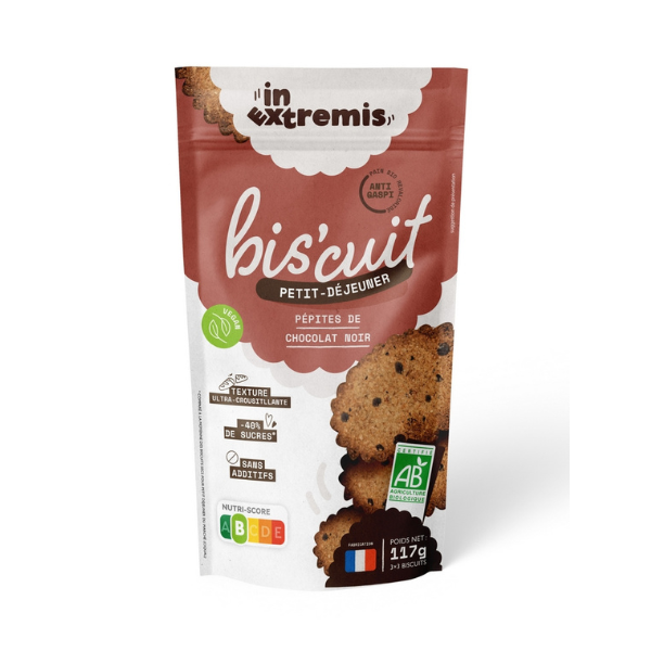 In Extremis -- Biscuits petit-déjeuner bio - pépites de chocolat noir Vrac (origine France) - 117 g