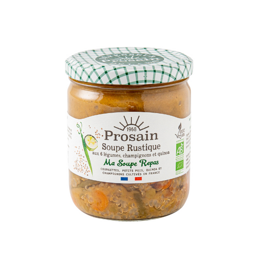 Prosain -- Soupe rustique aux 6 légumes, champignons et quinoa bio - vegan - 420 g