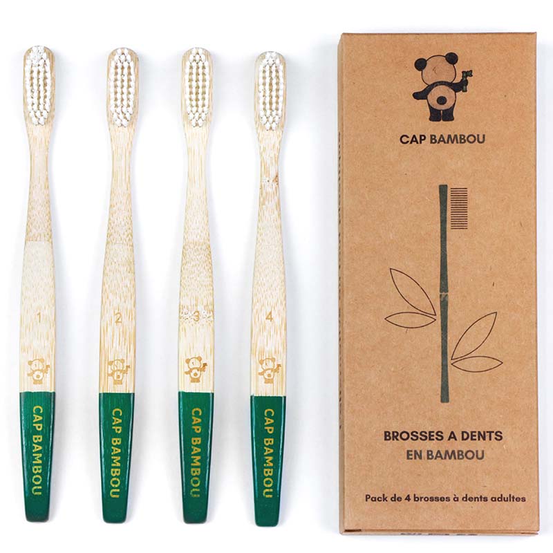 Cap Bambou -- Brosse à dents adulte x4 poils souples gravées Cap Bambou