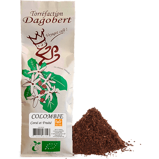 Les Cafés Dagobert -- Colombie 100% arabica, bio et équitable - moulu/filtre (origine Colombie) - 500 g