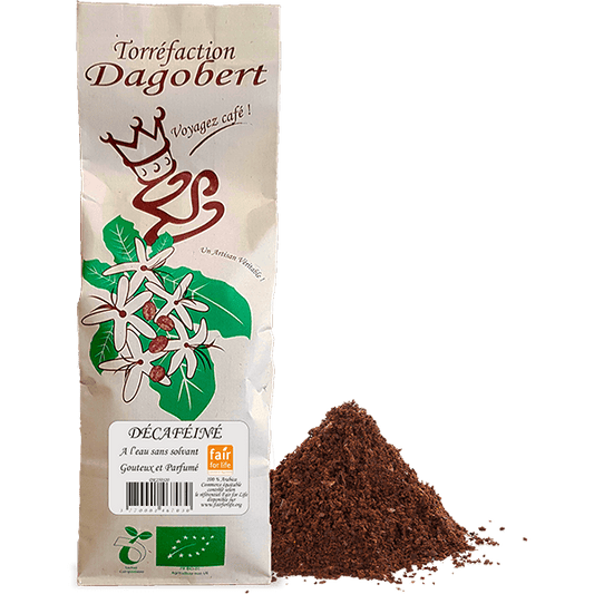 Les Cafés Dagobert -- Décaféiné 100% arabica, bio et équitable - moulu/filtre (origine Pérou) - 500 g