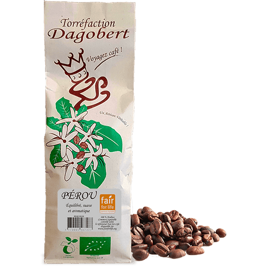 Les Cafés Dagobert -- Pérou 100% arabica, bio et équitable - grains (origine Pérou) - 250 g