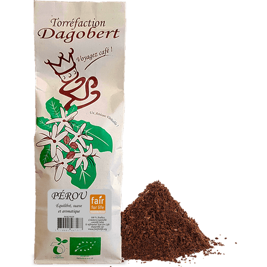 Les Cafés Dagobert -- Pérou 100% arabica, bio et équitable - moulu/filtre (origine Pérou) - 500 g