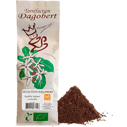 Les Cafés Dagobert -- Mélange sélection 100% arabica bio fairtrade - moulu/filtre - 500 g