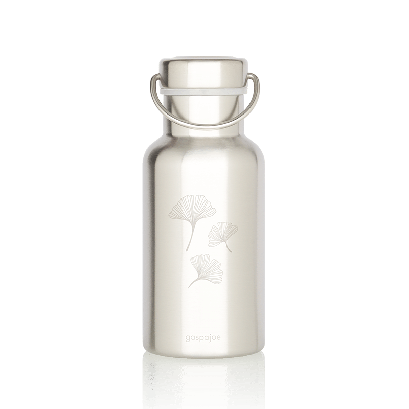 Gaspajoe -- Gourde isotherme groovy inox gravure ginkgo - 350 ml