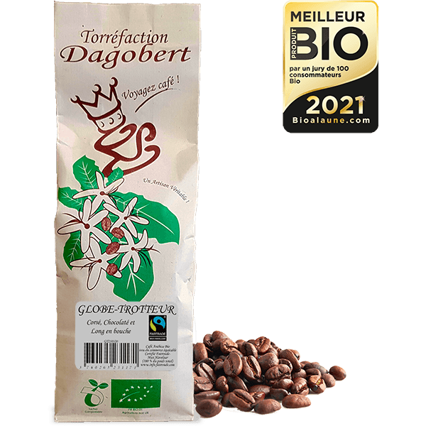 Les Cafés Dagobert -- Mélange globe-trotteur 100% arabica, bio et équitable - grains - 1 kg