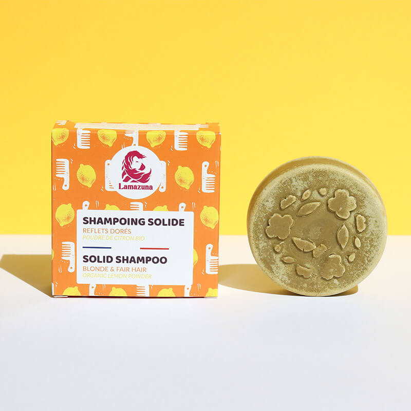 Lamazuna -- Shampoing solide pour reflets dorés, poudre de citron bio et rhapontic - 70 ml